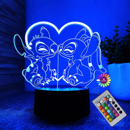 Stitch 3D Night Light with Remote Control and Smart Touch 