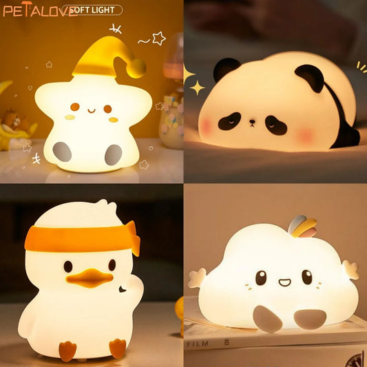 Rechargeable LED night light in the shape of animals, clouds, stars,... 