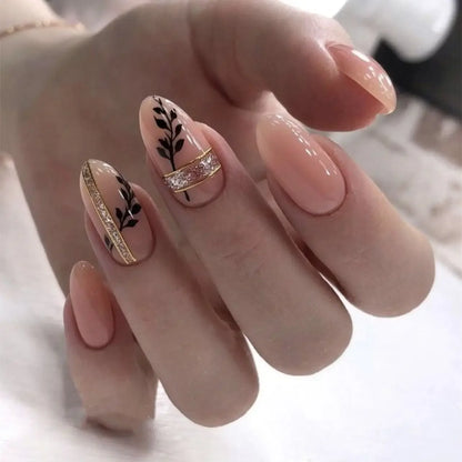 Almond shaped false nails with glue 