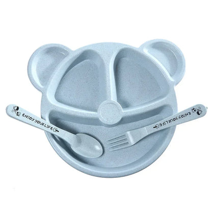 Bear plate and cutlery set for babies 
