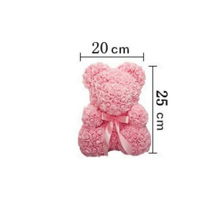 Romantic bear made of artificial roses 