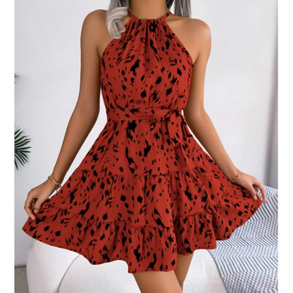 Ruffled halter mini dress