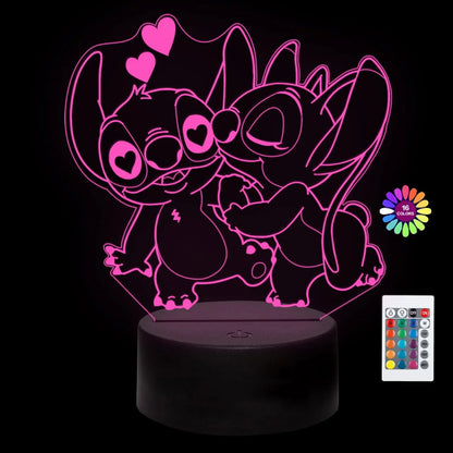 Stitch 3D Night Light with Remote Control and Smart Touch 