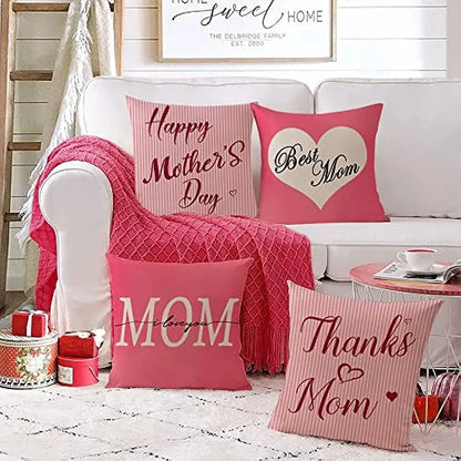 Taie de coussin en lin " bonne fête des mères", "merci maman"