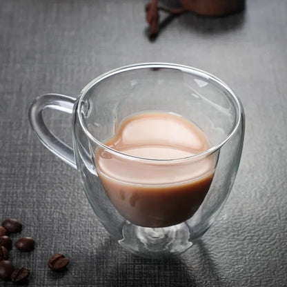 Heart-shaped double-walled glass mug 
