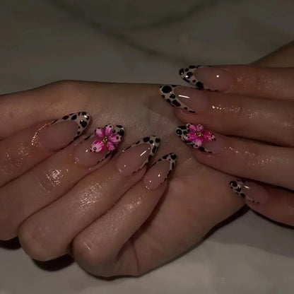Almond shaped false nails with glue 