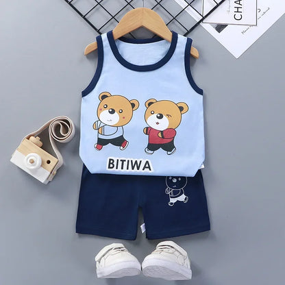 Baby casual summer shorts/tank top sets 