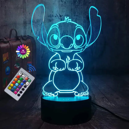 Stitch 3D Night Light with Remote Control and Smart Touch 