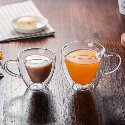 Heart-shaped double-walled glass mug 