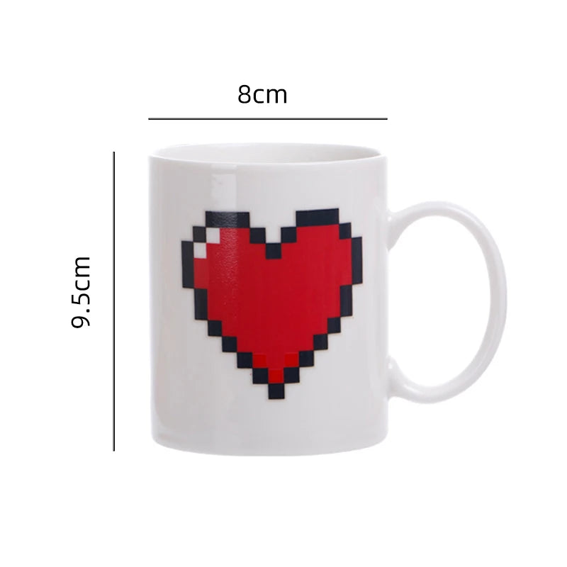 Heart-shaped color-changing ceramic mug 