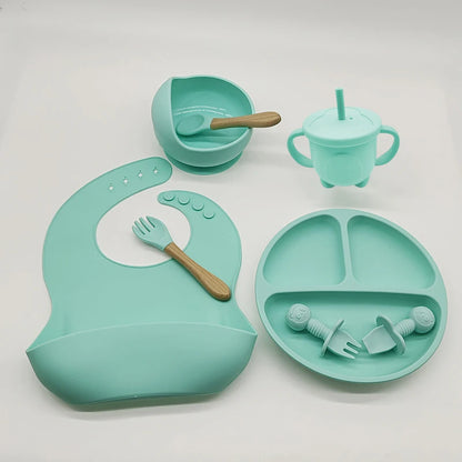 6/8 piece silicone baby dinnerware set 
