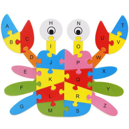 Wooden animal puzzle alphabet letters 