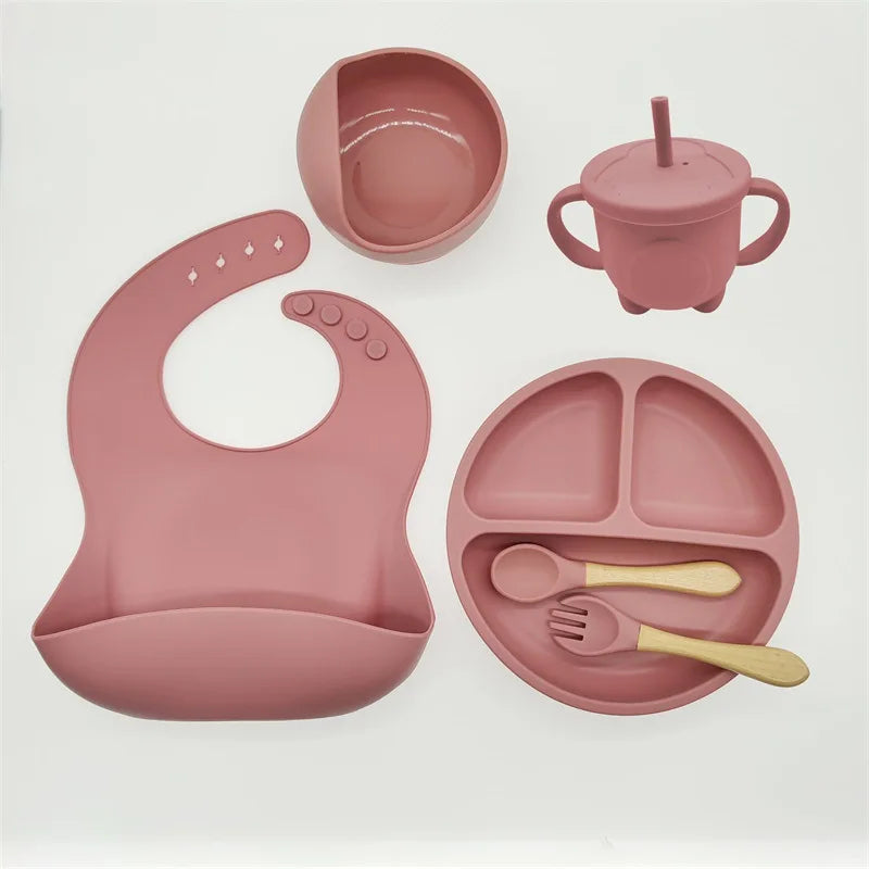 6/8 piece silicone baby dinnerware set 