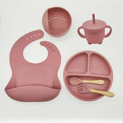 6/8 piece silicone baby dinnerware set 