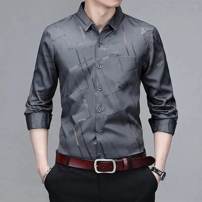 Men's printed long-sleeved shirt 