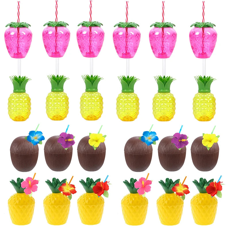 Gobelets hawaïen Ananas Noix de coco Fraise