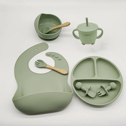 6/8 piece silicone baby dinnerware set 