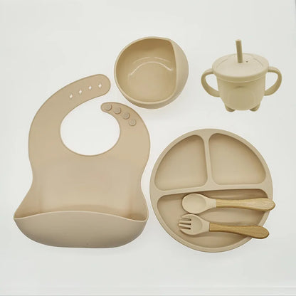 6/8 piece silicone baby dinnerware set 