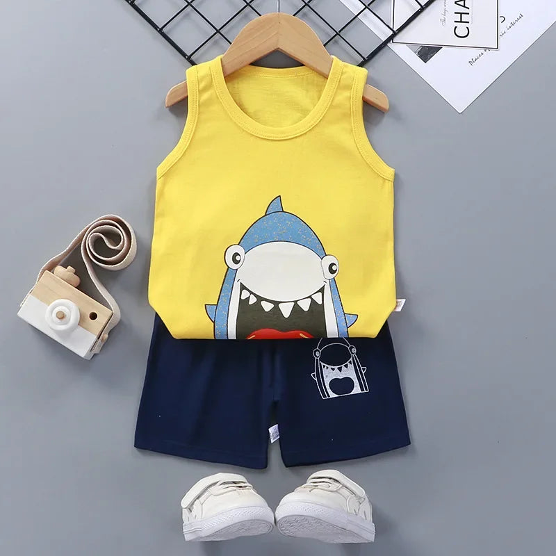 Baby casual summer shorts/tank top sets 