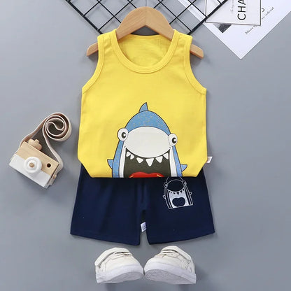 Baby casual summer shorts/tank top sets 