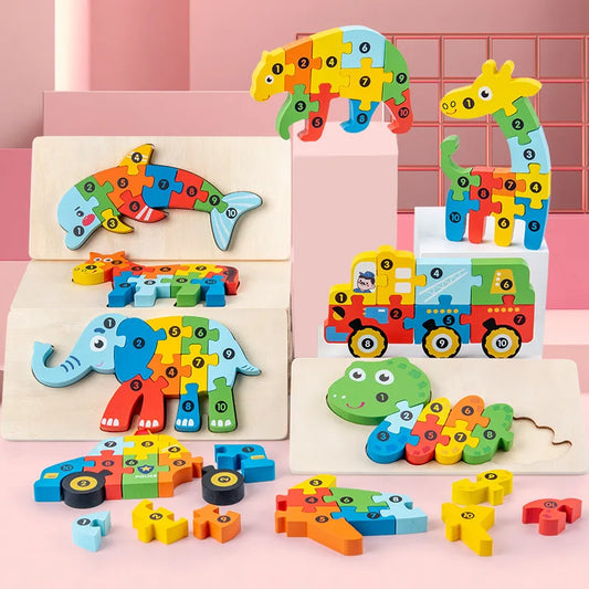 3D wooden puzzle with numbers 1-10 