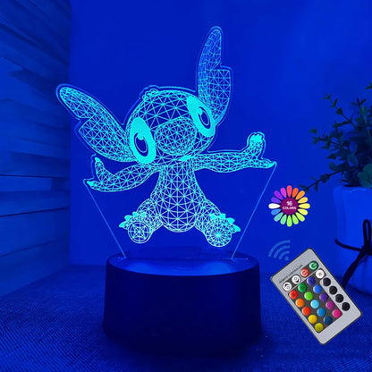 Stitch 3D Night Light with Remote Control and Smart Touch 