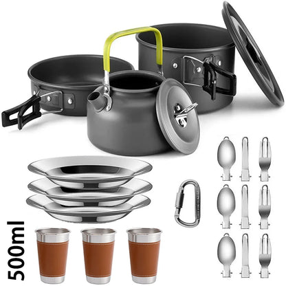 Outdoor kitchen tableware and utensils set