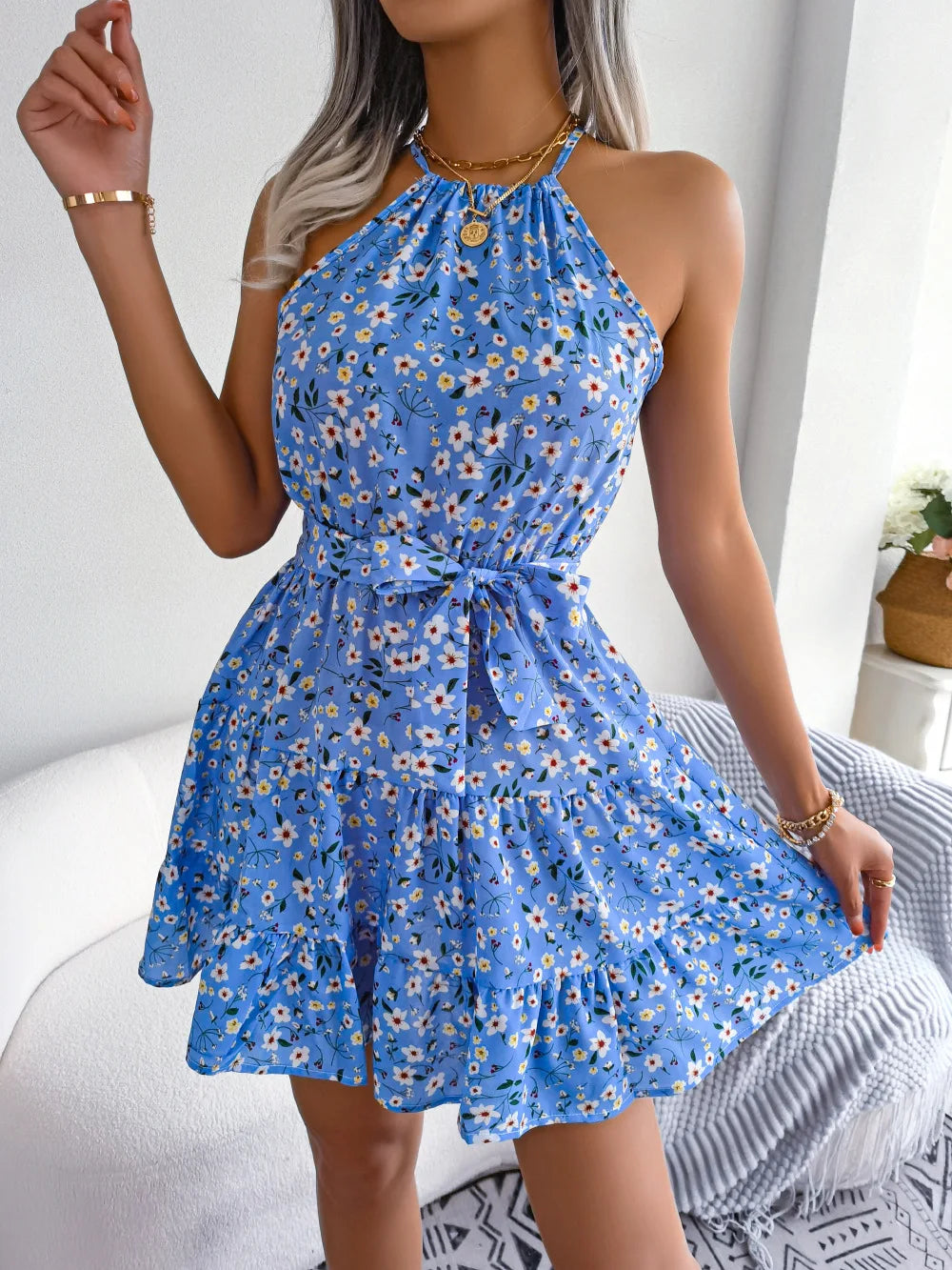 Floral halter dress