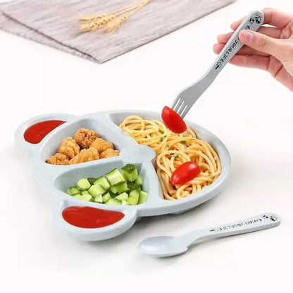 Bear plate and cutlery set for babies 