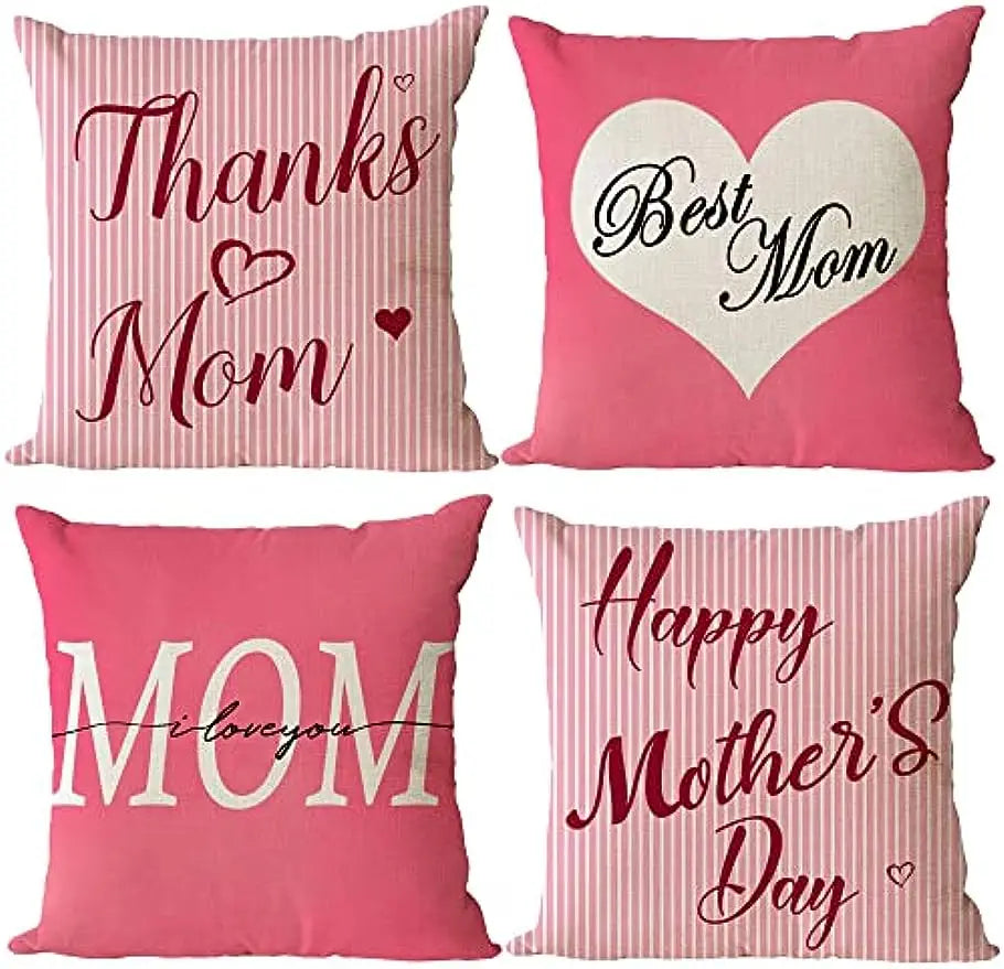 Taie de coussin en lin " bonne fête des mères", "merci maman"