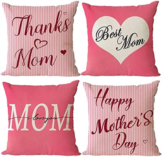 Taie de coussin en lin " bonne fête des mères", "merci maman"