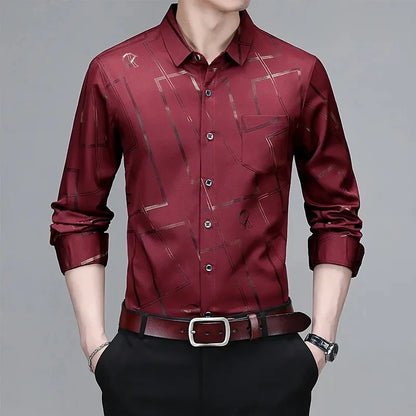 Men's printed long-sleeved shirt 