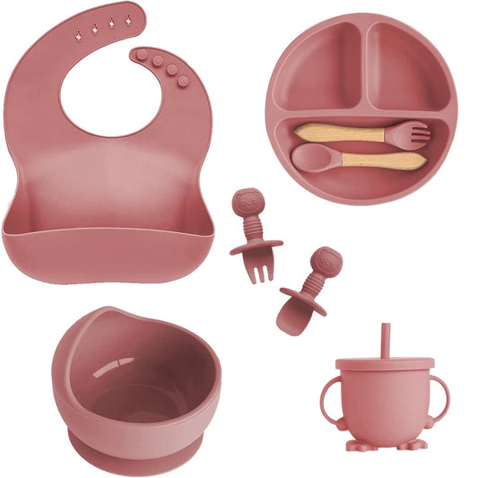 6/8 piece silicone baby dinnerware set 