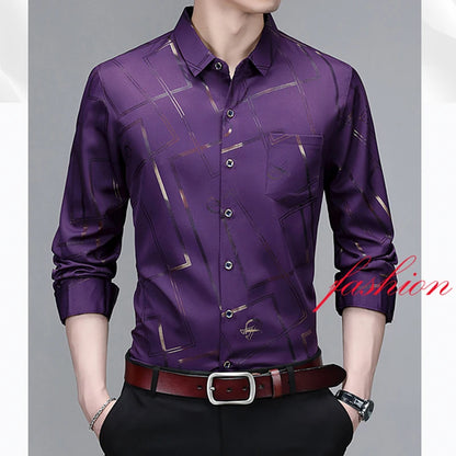 Men's printed long-sleeved shirt 