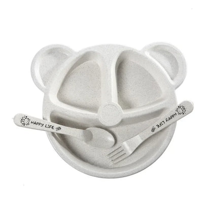 Bear plate and cutlery set for babies 