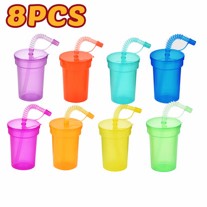 Gobelets Colorés Réutilisables avec Paille et Couvercle Anti Fuite