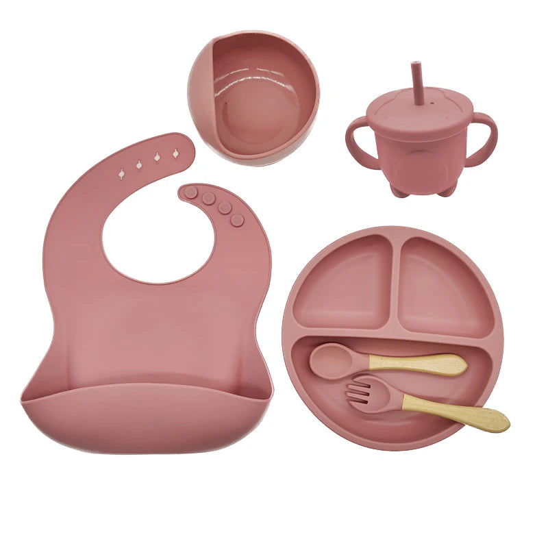 6/8 piece silicone baby dinnerware set 