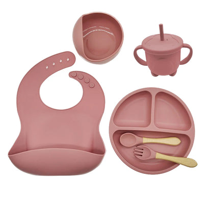 6/8 piece silicone baby dinnerware set 