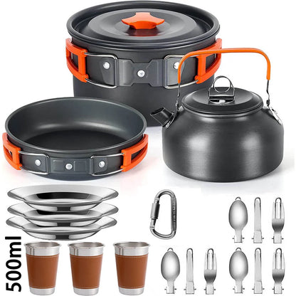 Outdoor kitchen tableware and utensils set
