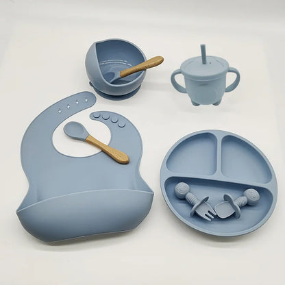 6/8 piece silicone baby dinnerware set 