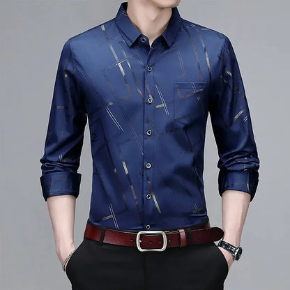 Men's printed long-sleeved shirt 