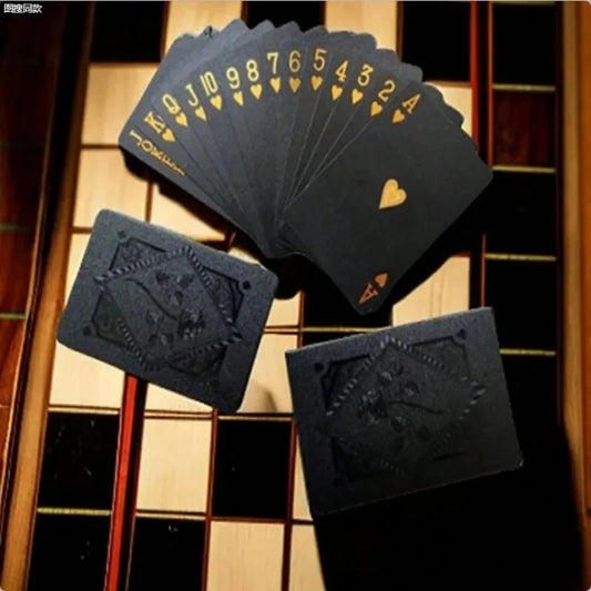 Jeu de 54 Cartes de Poker Noir et Or Imperméables