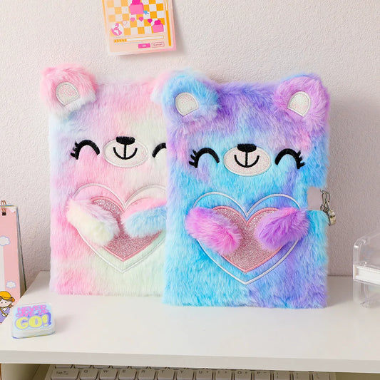 Plush notebook with lock A5 size 