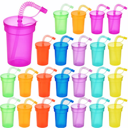 Gobelets Colorés Réutilisables avec Paille et Couvercle Anti Fuite