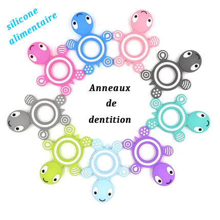 Anneau de Dentition en Silicone en forme de Tortue