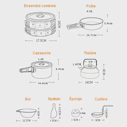 Outdoor kitchen tableware and utensils set