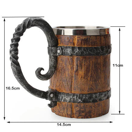 Chope à Bière imitation Bois Style Viking