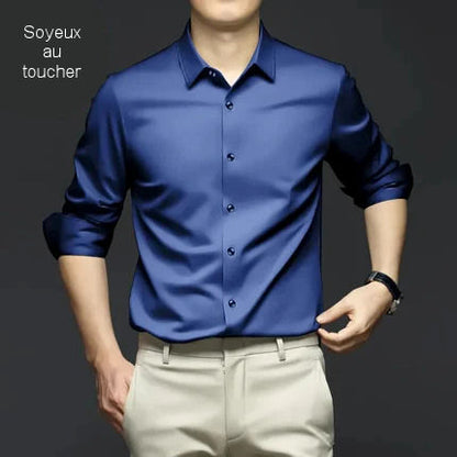 Wrinkle-free long-sleeved satin shirt