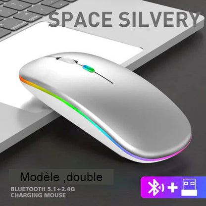 Dual Mode Bluetooth Silent Wireless Mouse, Rechargeable